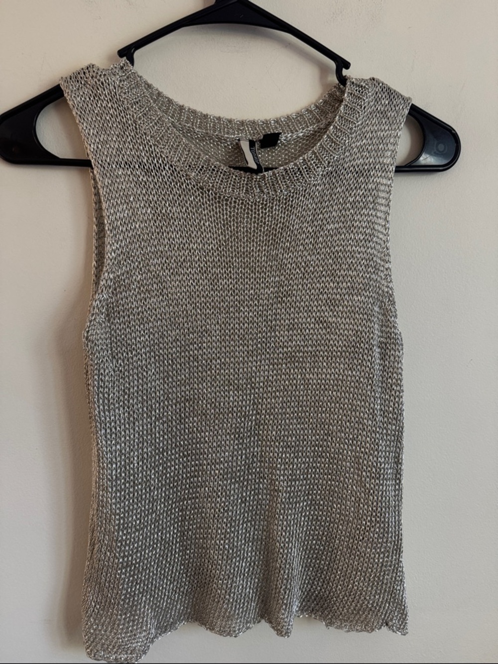 Topshop Silver Metallic Knit Sleeveless Top